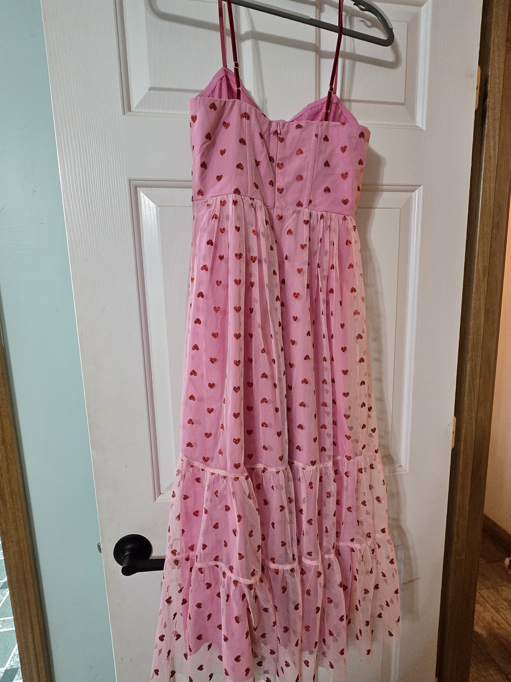 Betsey Johnson Pink Dress with Red Heart Print - Picture 3 of 4